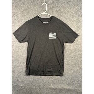 Ariat Mens T Shirt Size‎ M Gray USA American Flag Graphic Short Sleeve Tee